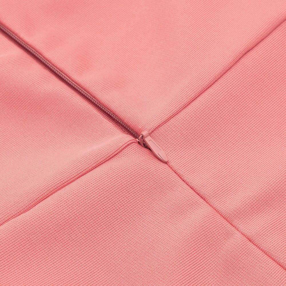 BANDAGE MESH MINIKLEID MIT UNREGELMÄSSIGEN TRÄGERN IN PINK