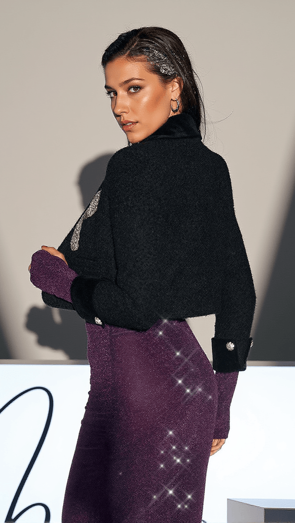 AIIZIE HIDDE CRYSTAL BOW TWEED JACKET - product image