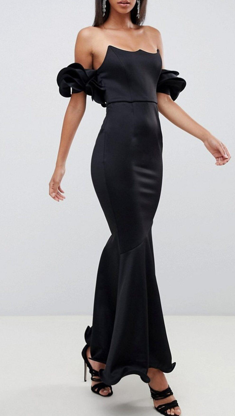 THREE-DIMENSIONAL CURLY BANDEAU DRESS IN BLACK
