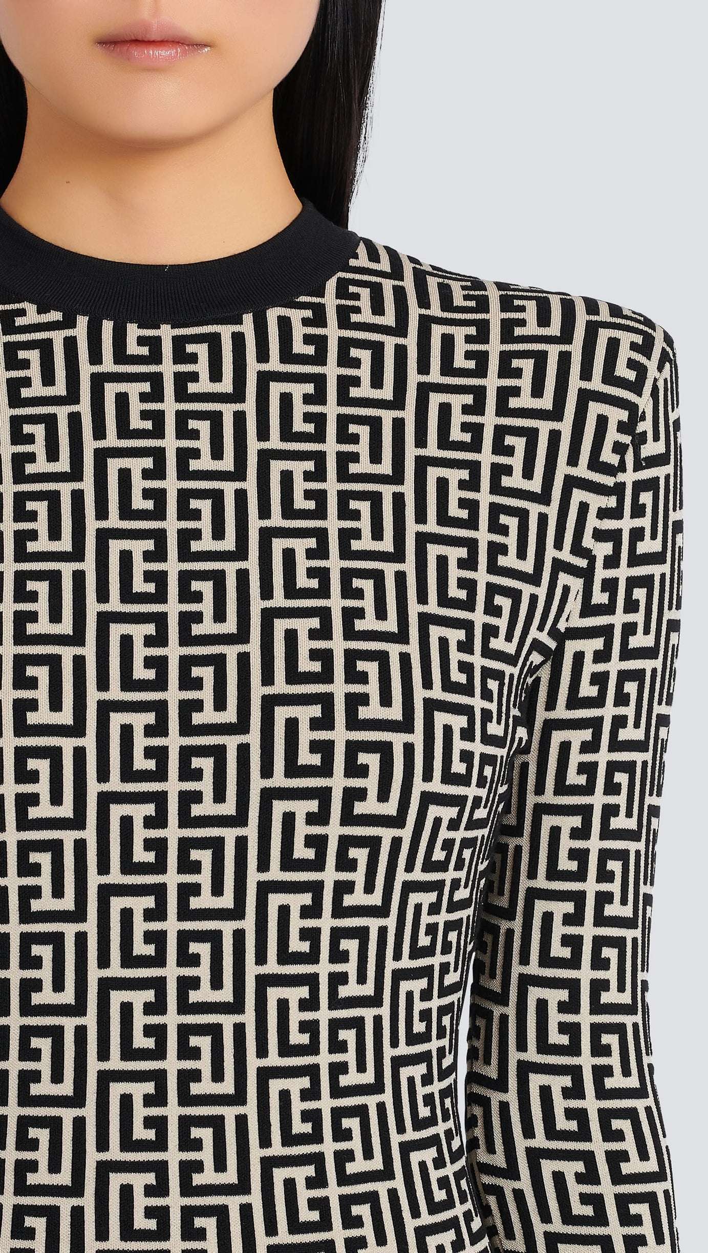 SHORT BICOLOR JACQUARD MINI DRESS WITH MONOGRAM