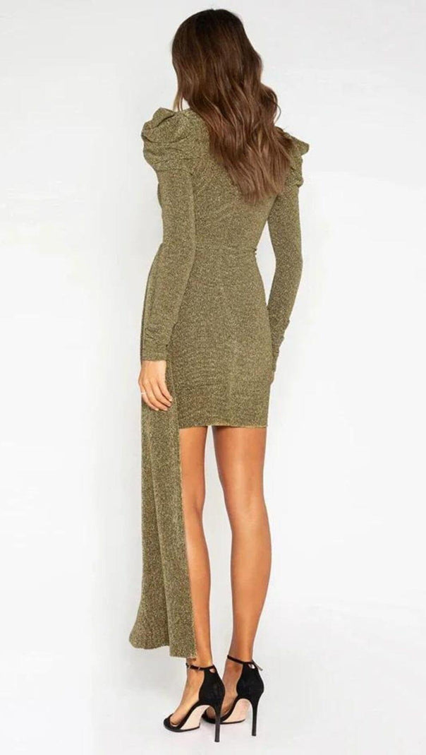 AIIZIE DEEP V DRESS MINI DRESS IN GOLD - product image