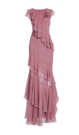 RUFFLED MAXI DRESS IN PINK