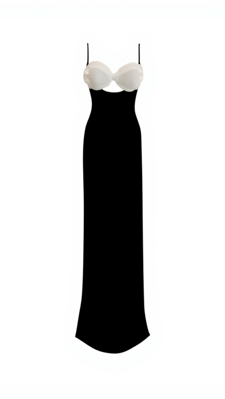 JUNA SPAGHETTI FLOWER HOLLOW BANDAGE DRESS