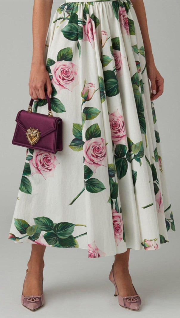 AIIZIE ROSE PRINT BANDEAU DRESS IN WHITE - product image