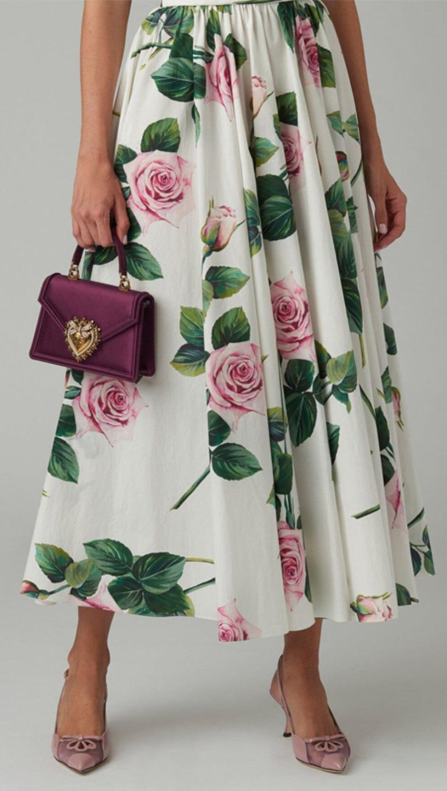 ROSE PRINT BANDEAU DRESS IN WHITE