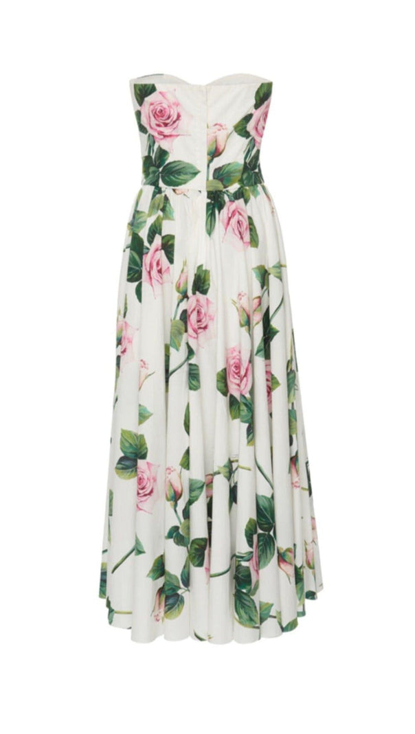 AIIZIE ROSE PRINT BANDEAU DRESS IN WHITE - product image