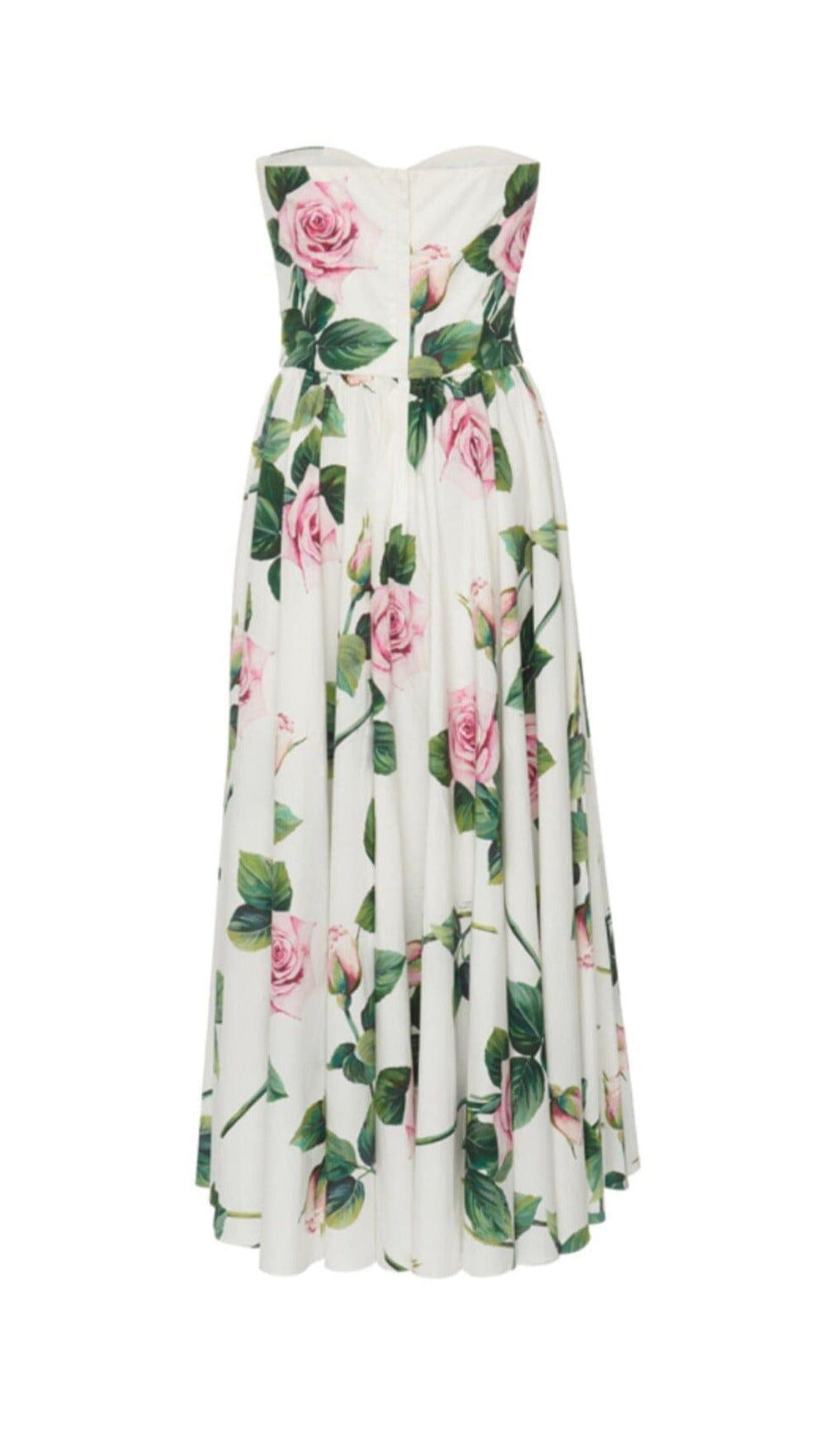 ROSE PRINT BANDEAU DRESS IN WHITE