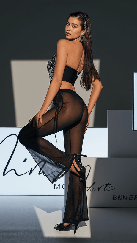 IZAIAH RHINESTONE CROP BANDAGE TOP