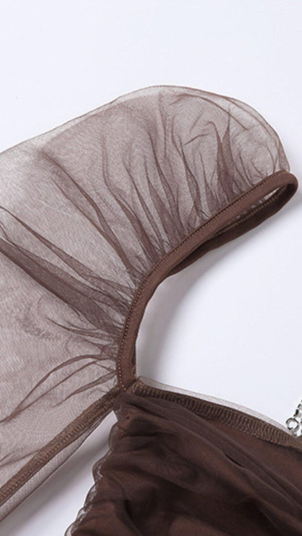 AIIZIE MESH TWISTED DRESS IN BROWN - product image