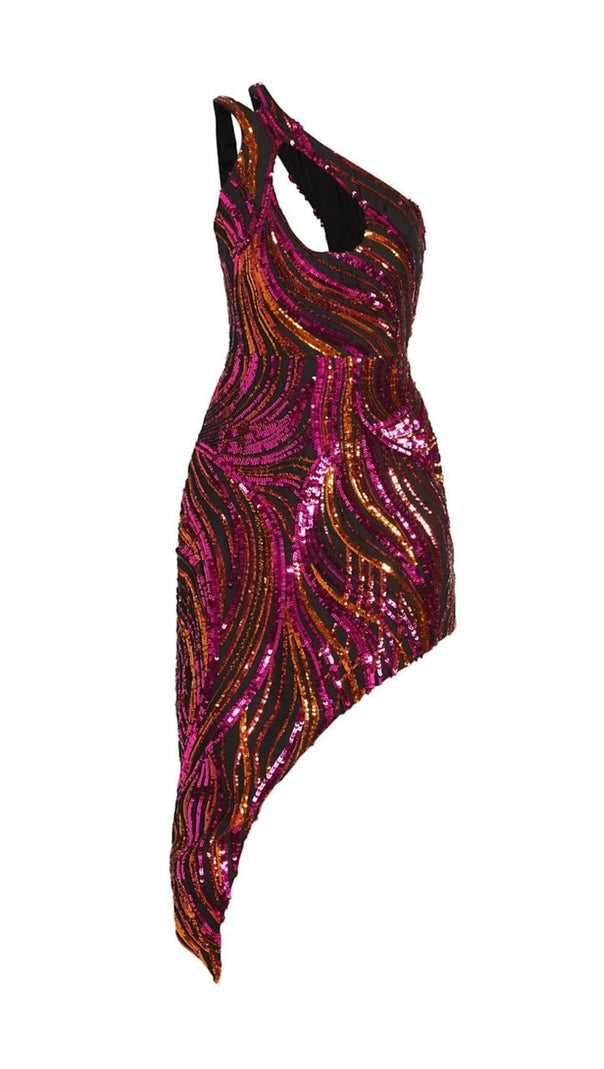 AIIZIE SEQUIN ONE SHOULDER MINI DRESS - product image