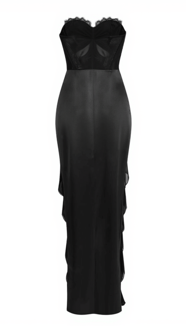 AIIZIE RAOUL STRAPLESS LACE TULLE MAXI DRESS IN BLACK - product image