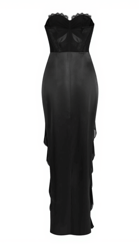 ABITO LUNGO IN TULLE DI PIZZO SENZA SPALLINE RAOUL NERO