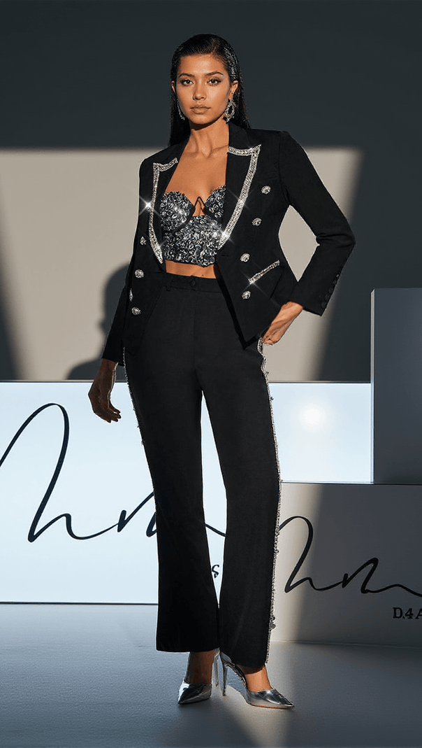 AIIZIE TOWNES RHINESTONE EMBELLISHED BLAZER SET - product image