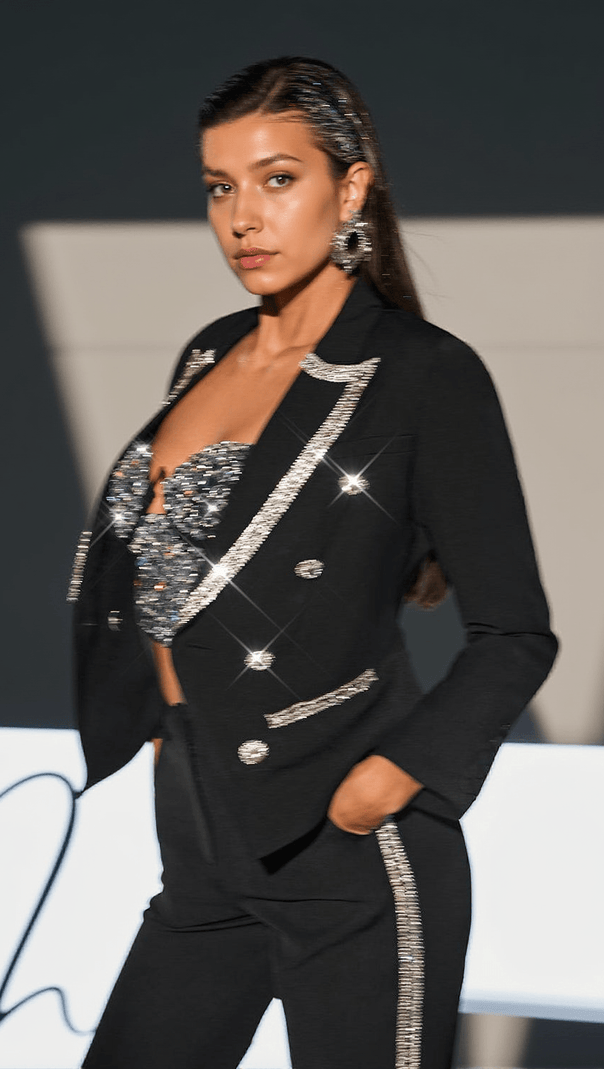 AIIZIE TOWNES RHINESTONE EMBELLISHED BLAZER SET - product image