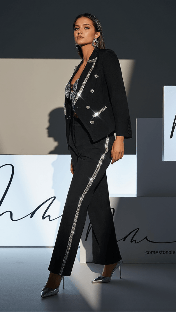 AIIZIE TOWNES RHINESTONE EMBELLISHED BLAZER SET - product image