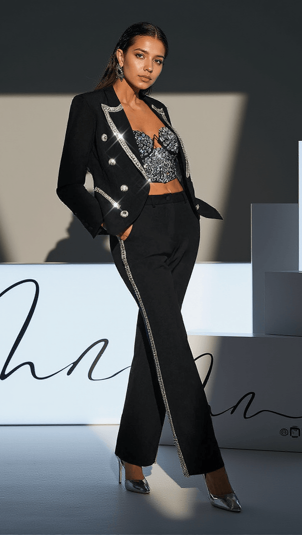 AIIZIE TOWNES RHINESTONE EMBELLISHED BLAZER SET - product image