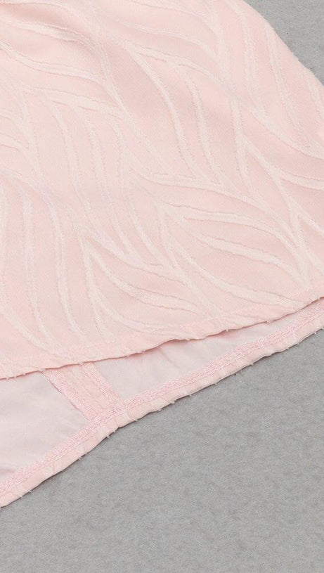 PINK SEXY V-NECK LONG-SLEEVED RUFFLE DRESS