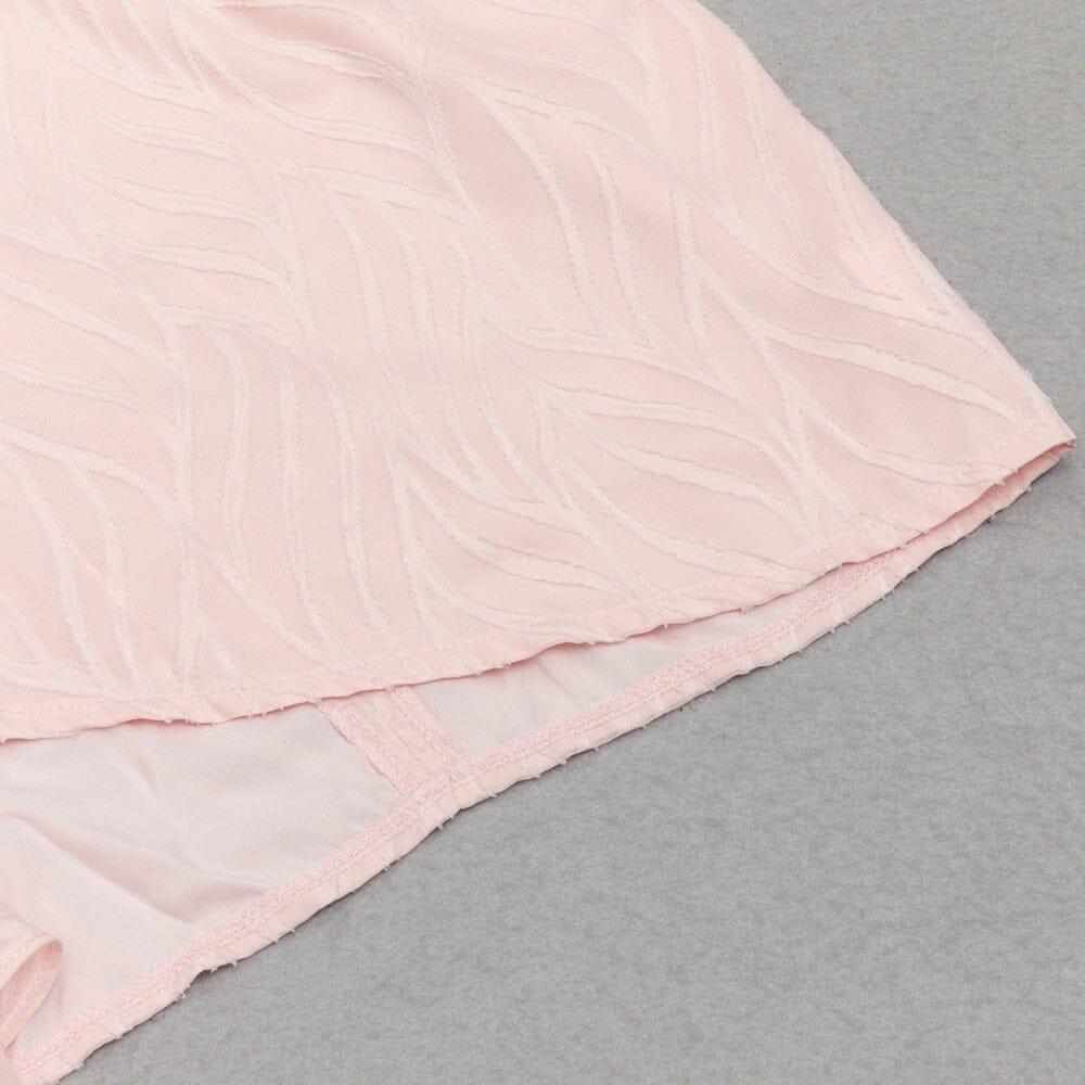 AIIZIE PINK SEXY V-NECK LONG-SLEEVED RUFFLE DRESS - product image