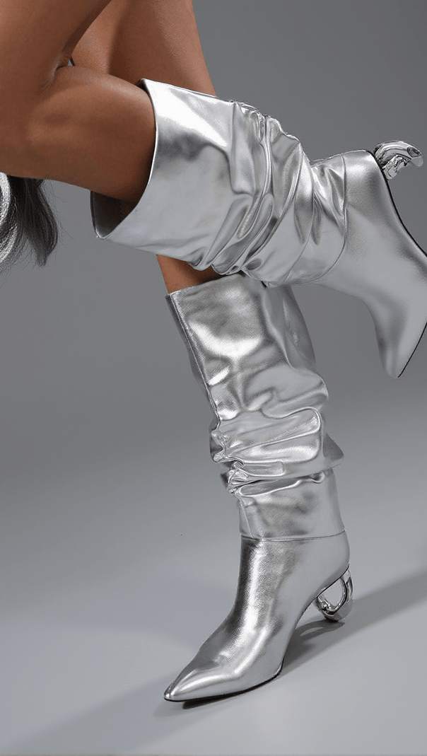AIIZIE COURTNEY LEATHER BOOTS IN SILVER - product image