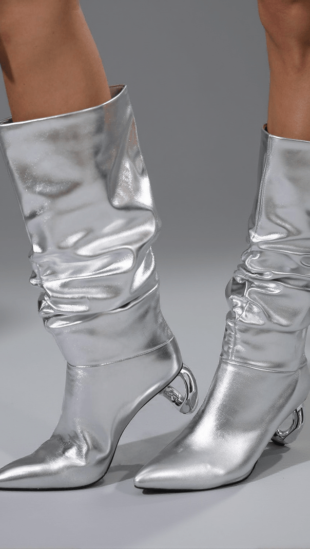 AIIZIE COURTNEY LEATHER BOOTS IN SILVER - product image