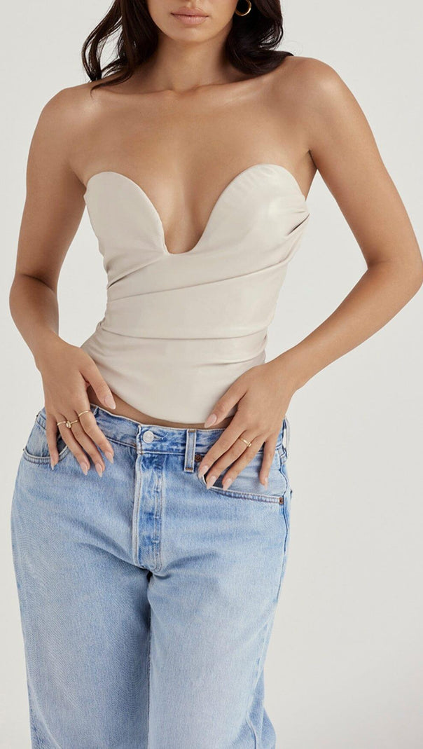 AIIZIE FOG PLUNGE VEGAN LEATHER CORSET - product image