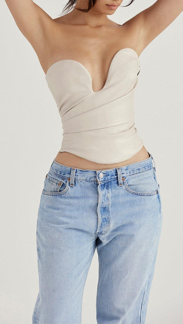 AIIZIE FOG PLUNGE VEGAN LEATHER CORSET - product image