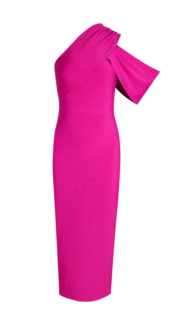 AIIZIE PINK ONE SHOULDER ASYMMETRICAL HEM DRESS - product image