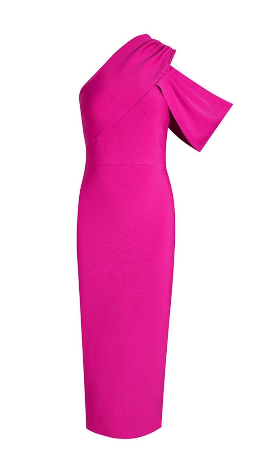 PINK ONE SHOULDER ASYMMETRICAL HEM DRESS