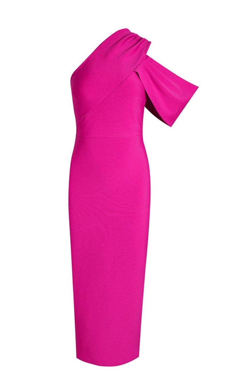 PINK ONE SHOULDER ASYMMETRICAL HEM DRESS