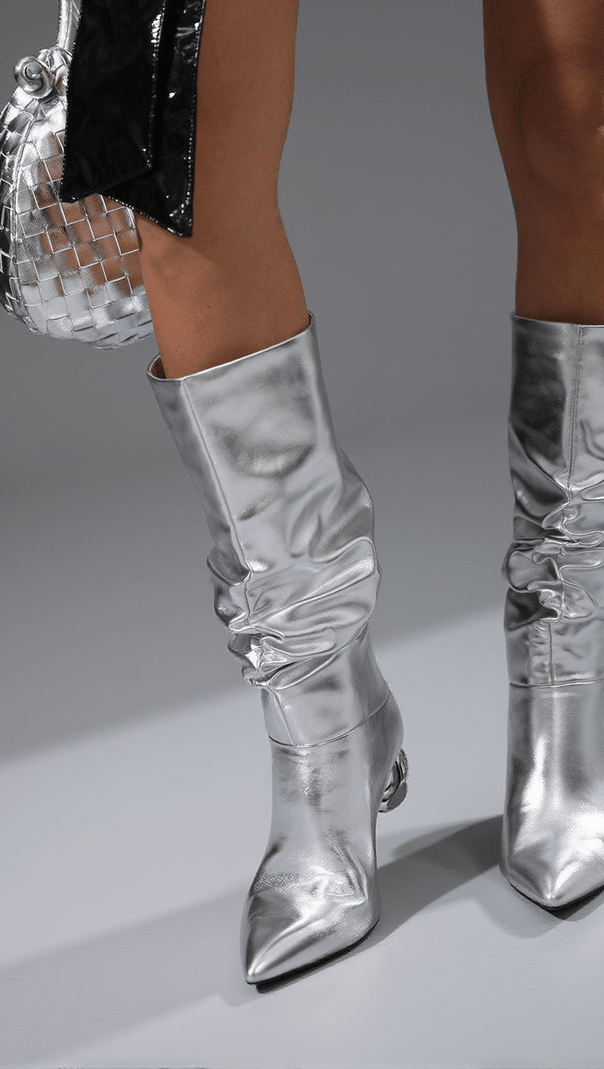 AIIZIE COURTNEY LEATHER BOOTS IN SILVER - product image