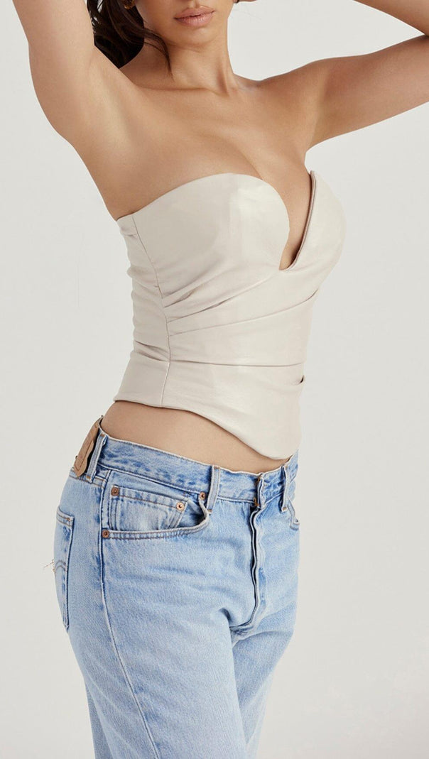 AIIZIE FOG PLUNGE VEGAN LEATHER CORSET - product image
