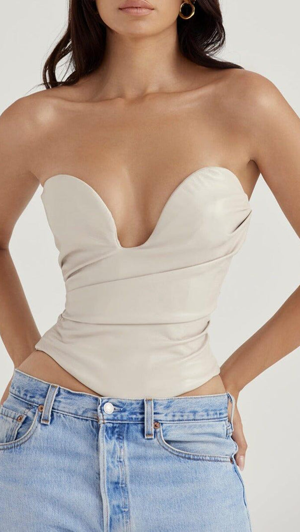 AIIZIE FOG PLUNGE VEGAN LEATHER CORSET - product image