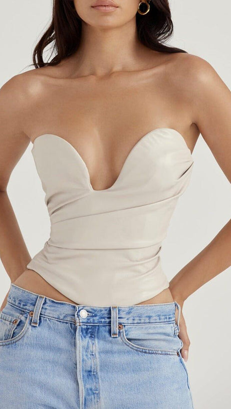 CORSETTO IN PELLE VEGANA FOG PLUNGE