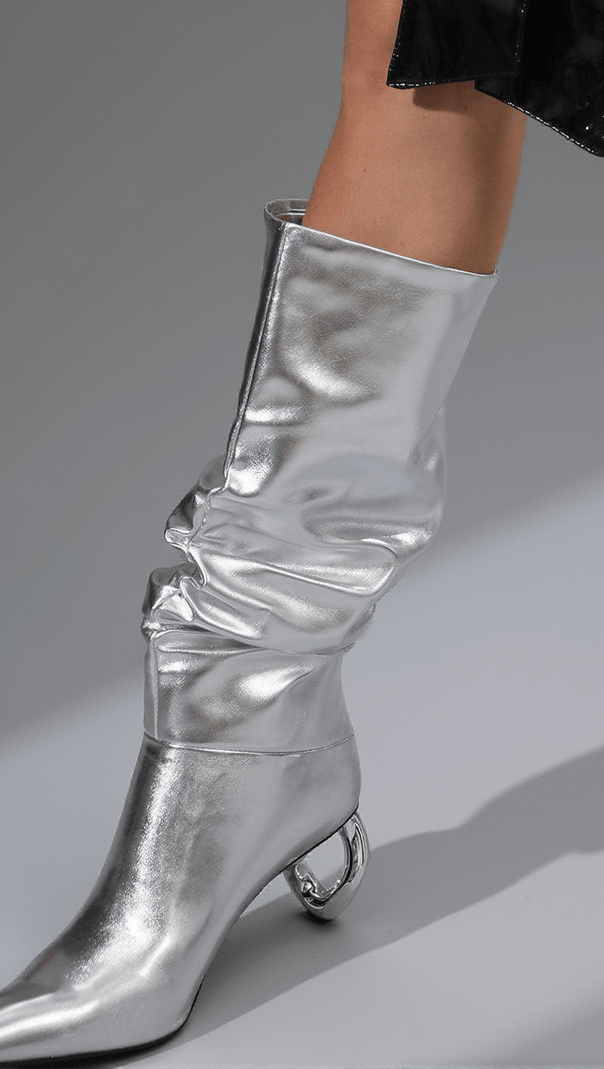 AIIZIE COURTNEY LEATHER BOOTS IN SILVER - product image