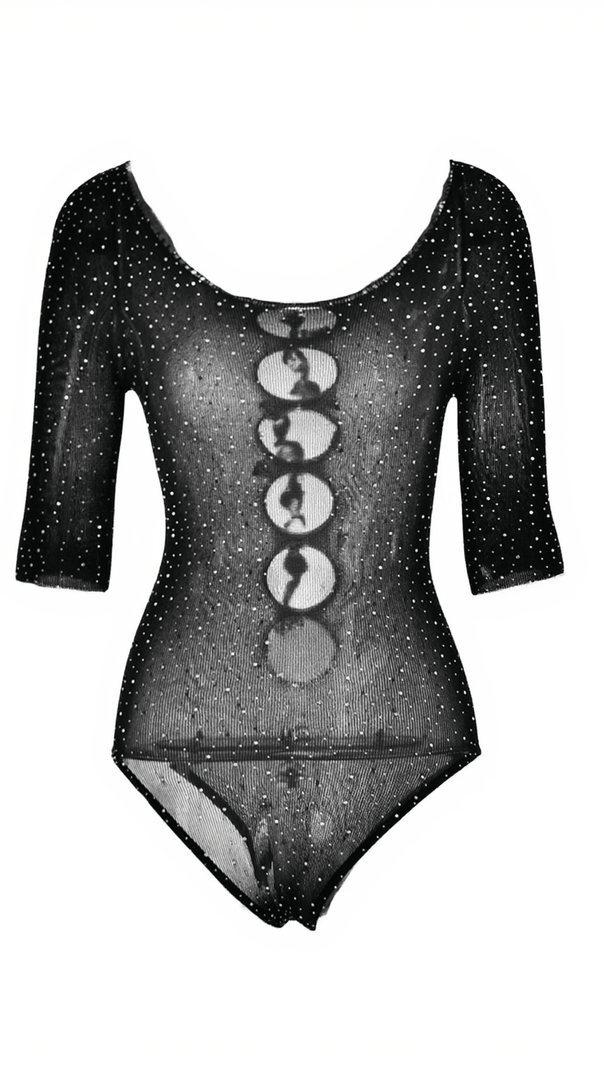 AIIZIE CORMAC BOW HOLLOW RHINESTONE KNITTED BODYSUIT - product image