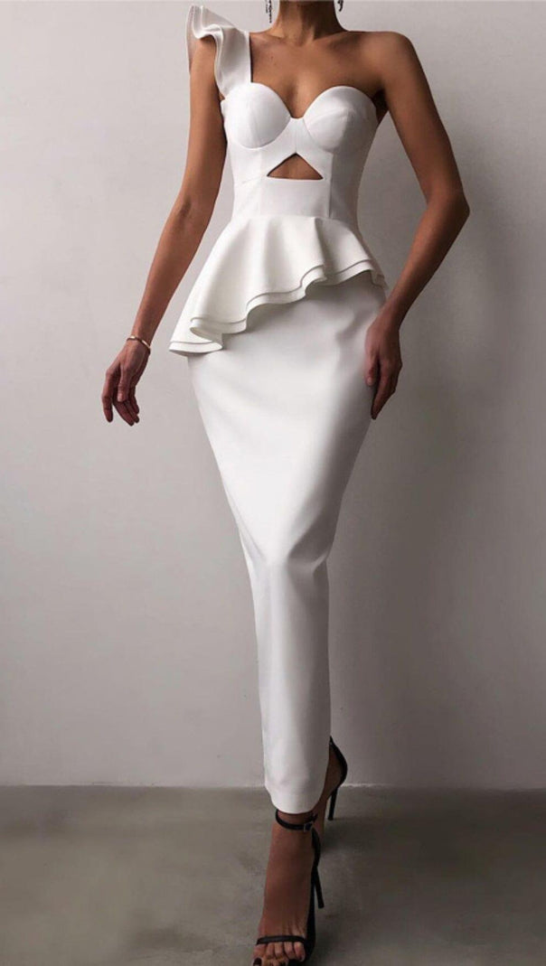 AIIZIE IRREGULAR FLOUNCES FROCK DRESS IN WHITE - product image
