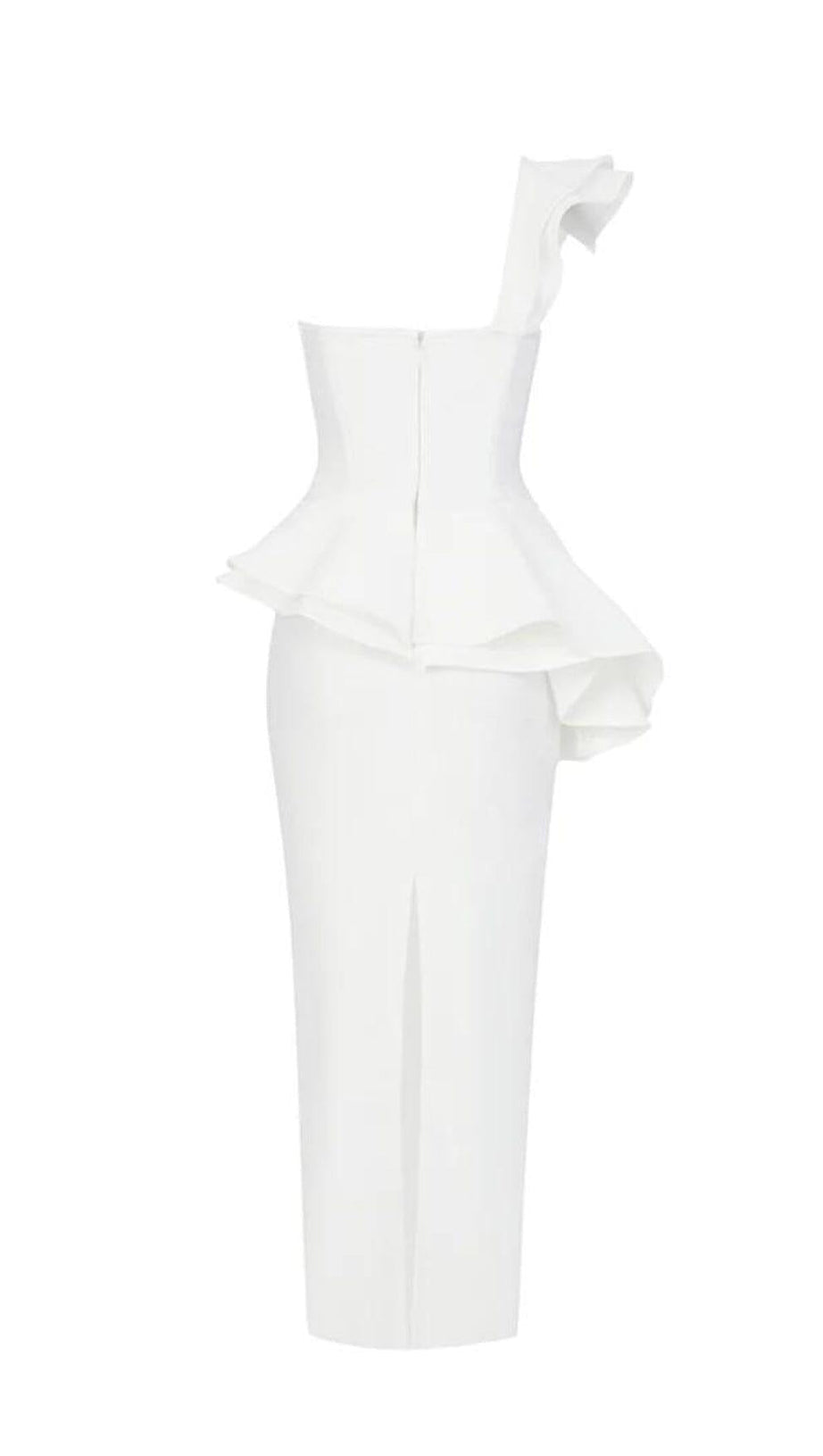 IRREGULAR FLOUNCES FROCK DRESS IN WHITE