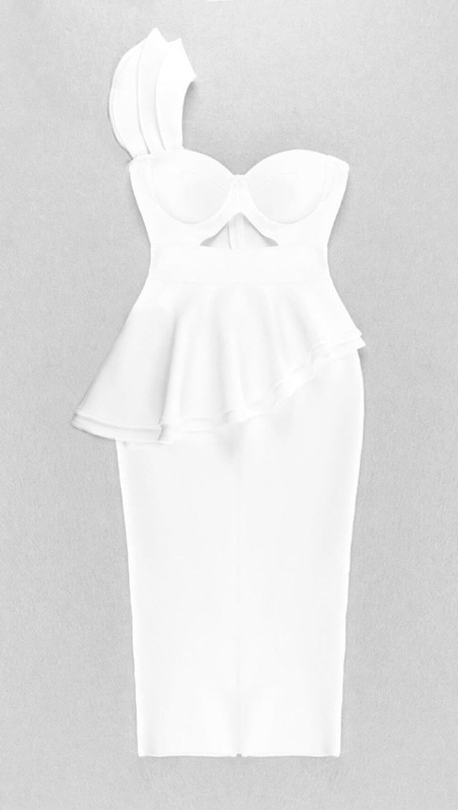 IRREGULAR FLOUNCES FROCK DRESS IN WHITE