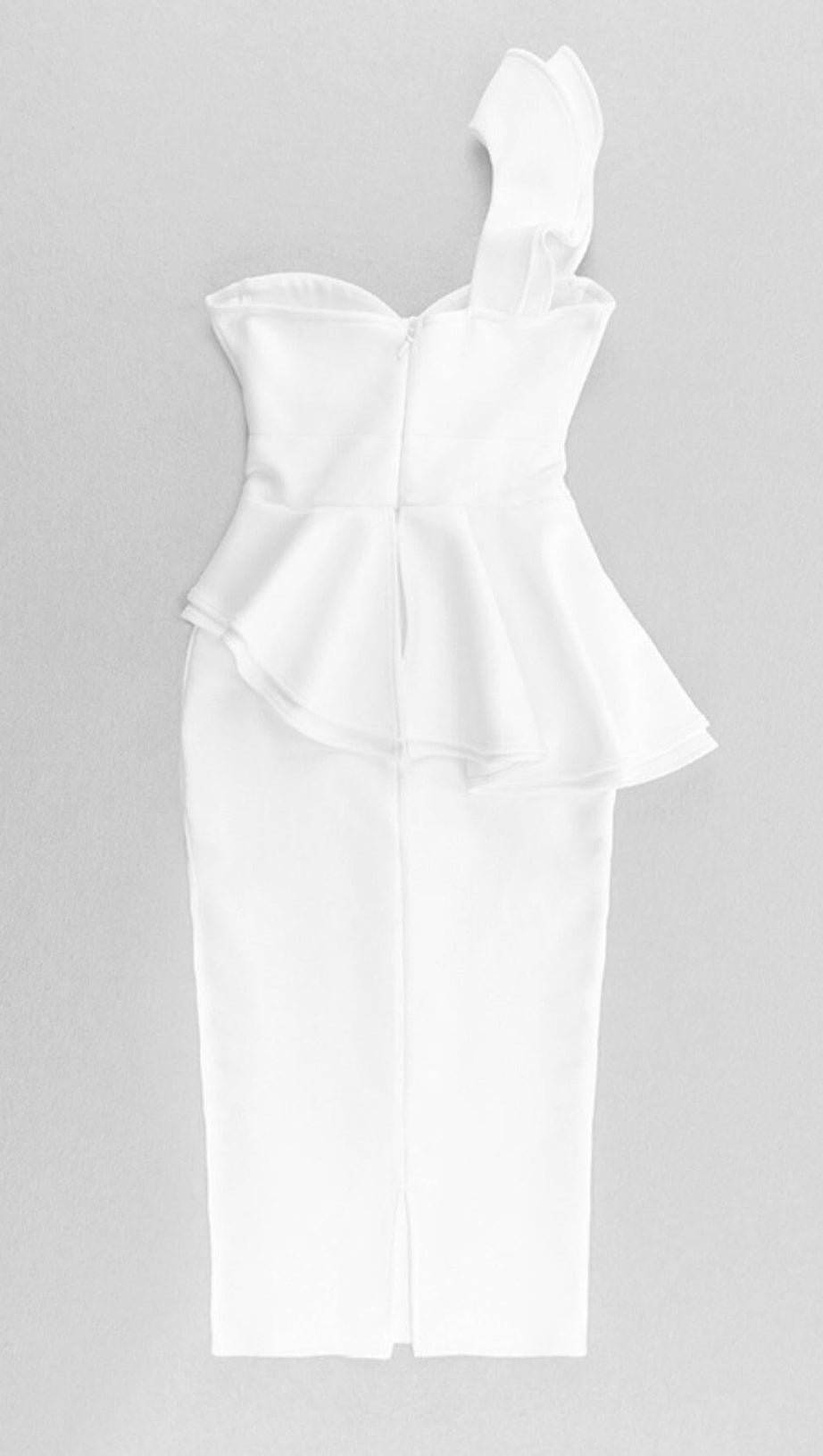 IRREGULAR FLOUNCES FROCK DRESS IN WHITE