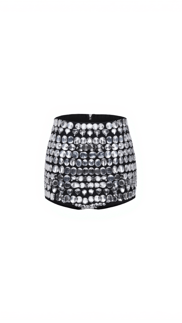 AIIZIE IZAIAH RHINESTONE BANDAGE SHORTS - product image