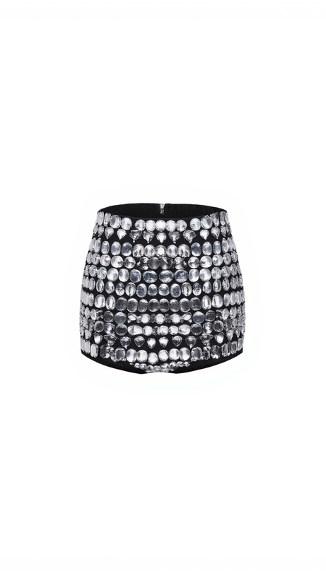 IZAIAH RHINESTONE BANDAGE SHORTS