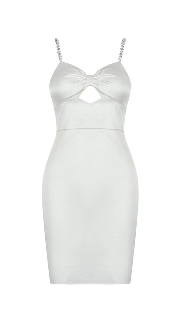 AIIZIE DIAMOND SUSPENDER BOW SLIM DRESS IN WHITE - product image