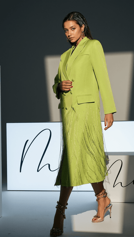 INIGO CRYSTAL FRINGE BLAZER COAT