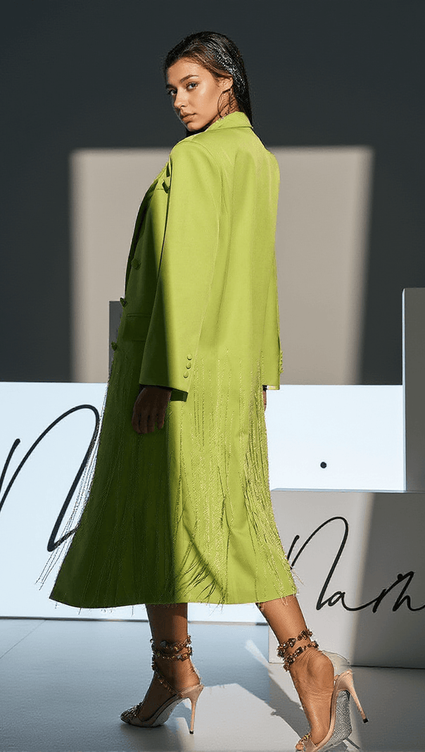 AIIZIE INIGO CRYSTAL FRINGE BLAZER COAT - product image