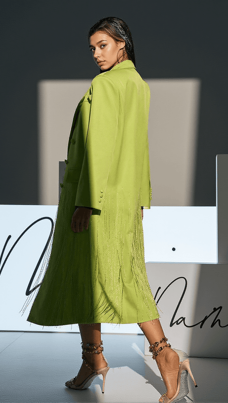 INIGO CRYSTAL FRINGE BLAZER COAT