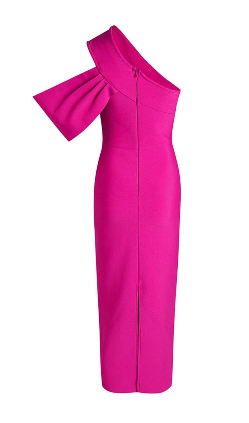 PINK ONE SHOULDER ASYMMETRICAL HEM DRESS