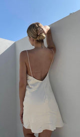 SPLICED SEQUIN BACKLESS DRESS IN WHITE