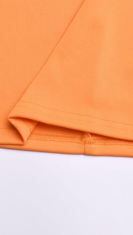 HEART EMBELLISHED CUTOUT MINI DRESS IN ORANGE