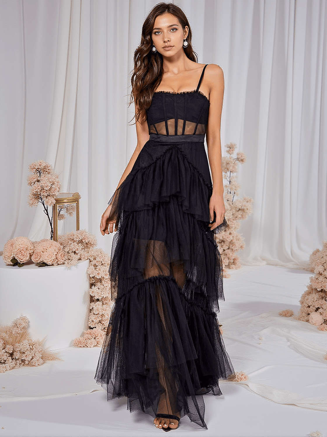 ABITO LUNGO IN RETE INAYA NERO