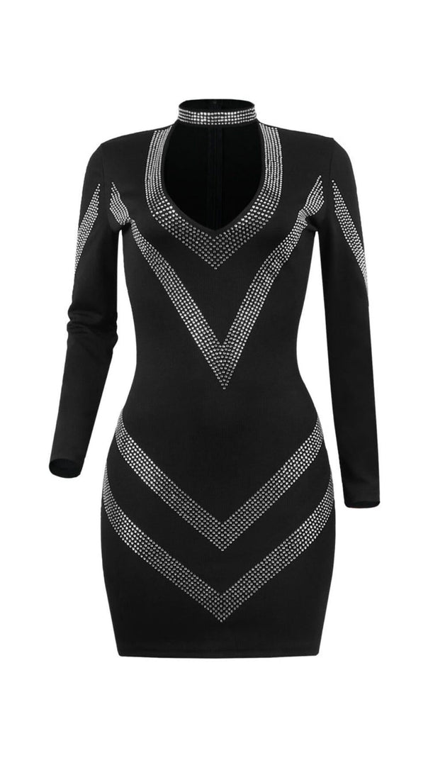 AIIZIE BANDAGE DIAMOND MINI DRESS IN BLACK - product image